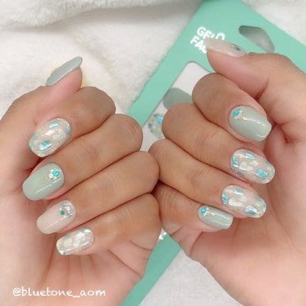 ネイルフィット ジェルネイルシール エマラルドグリーンシェル/GELATO FACTORY/ネイルシールの画像