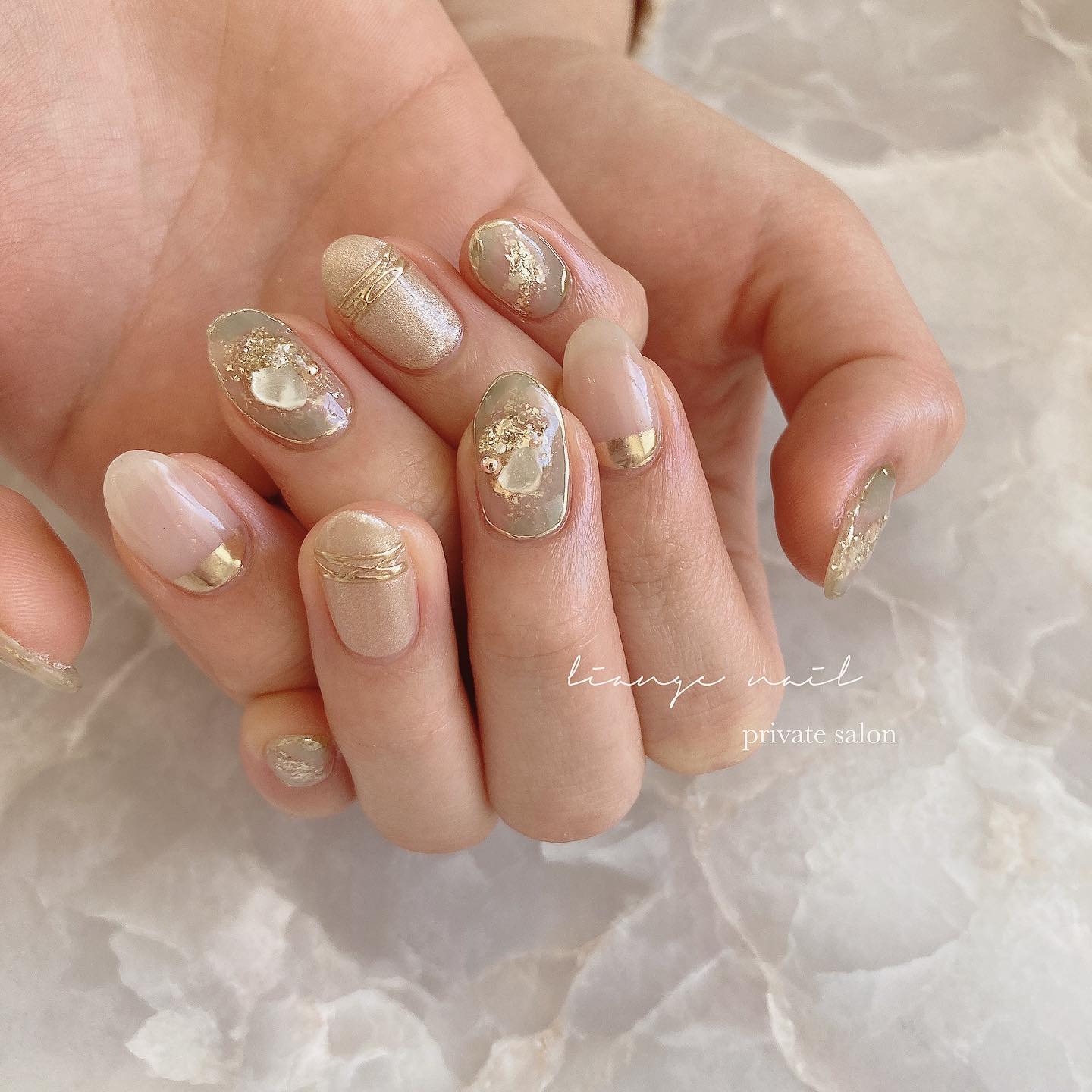 #リアンジェネイル,#柏ネイル,#ネイル,#ニュアンスネイル,#大人ニュアンスネイル,#シェルネイル,#ミラーネイル,#春ネイル,#ピスタチオネイルのネイルデザイン