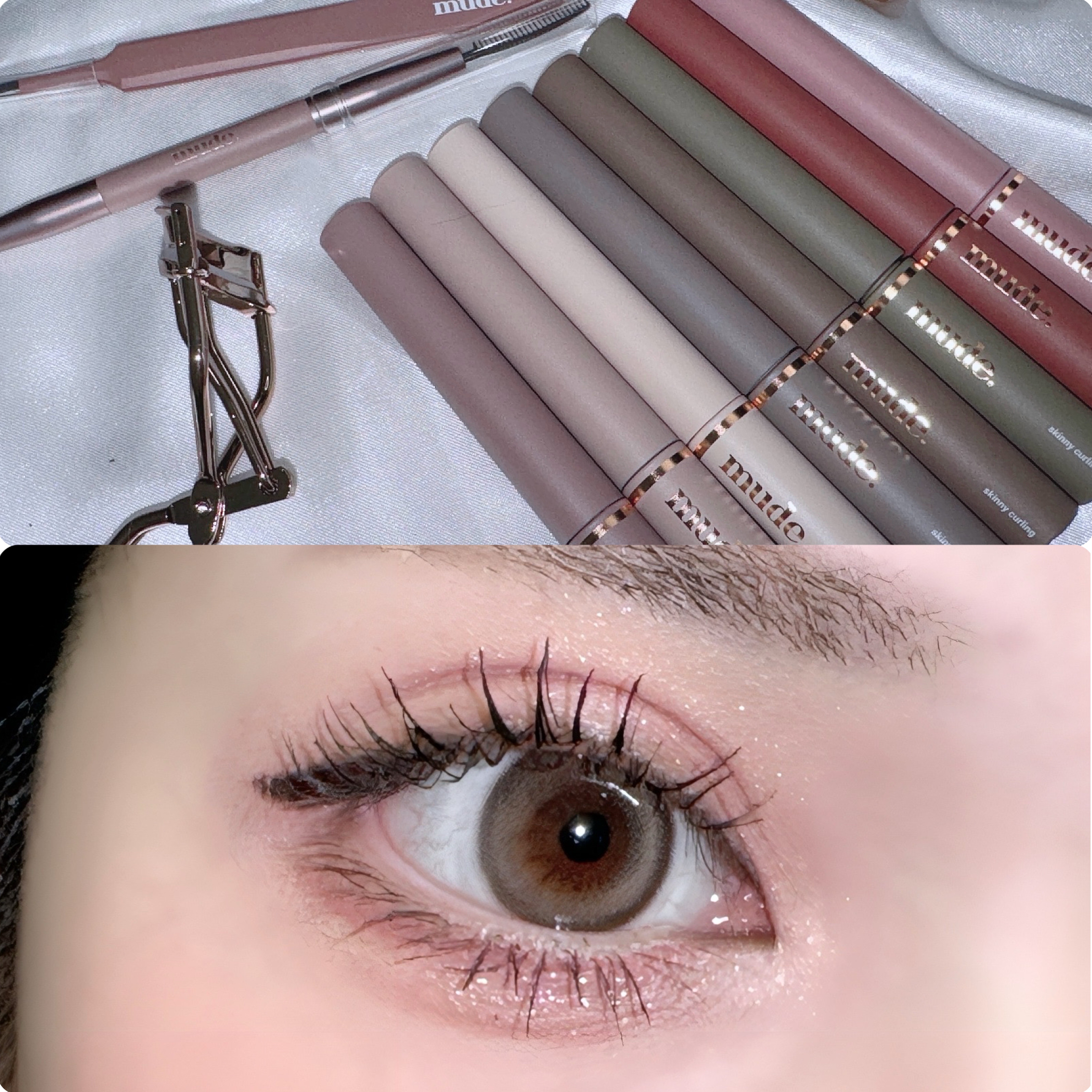 mude. MD インスパイア ボリューム カーリング マスカラのクチコミ「mudeのマスカラとまつげツール
使って美まつげʚ̴̶̷̆ ̫ ʚ̴̶̷̆🩷

スリムブラシだ.....」（1枚目）