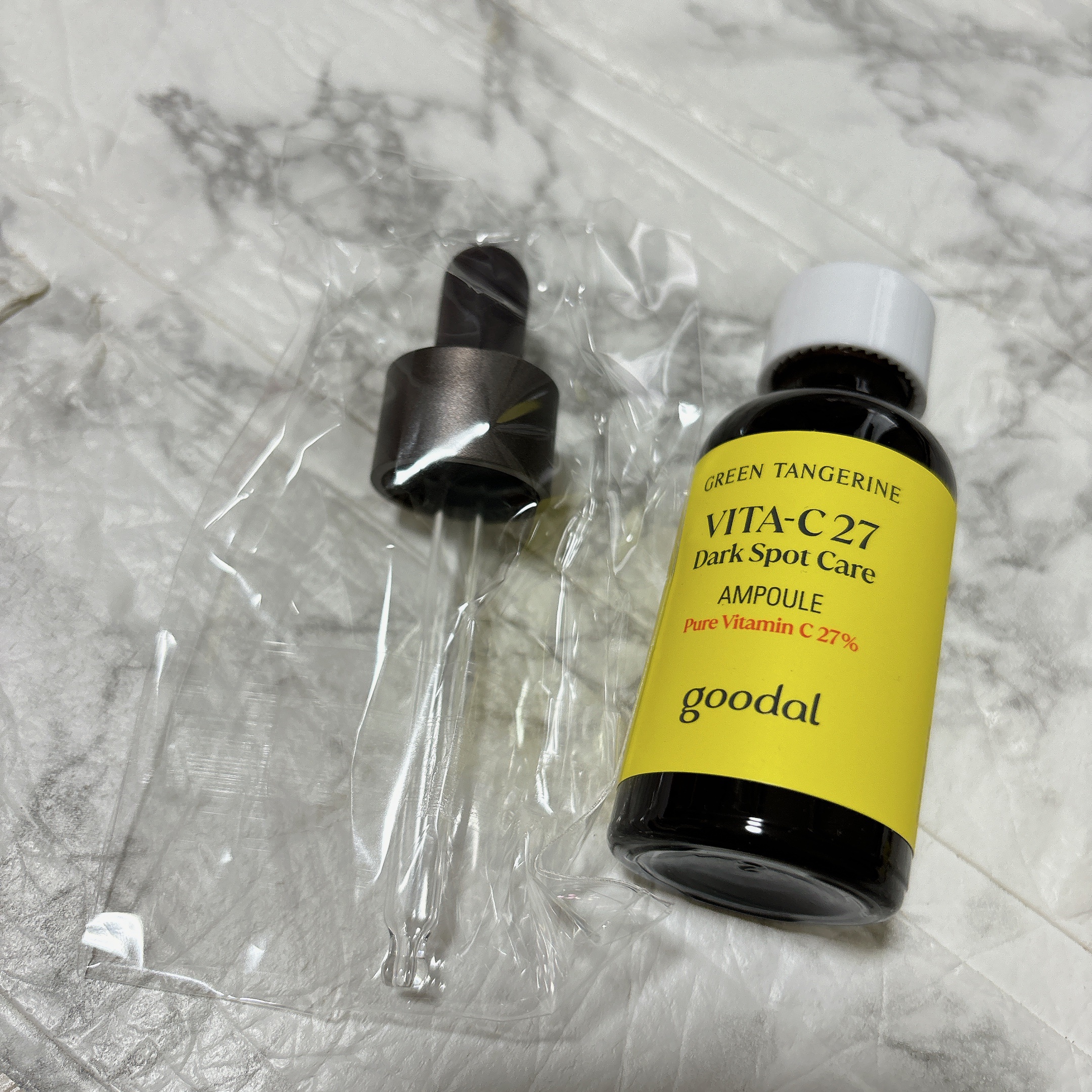 グリーンタンジェリンビタC27ダークスポットケアアンプル/goodal/美容液を使ったクチコミ（2枚目）