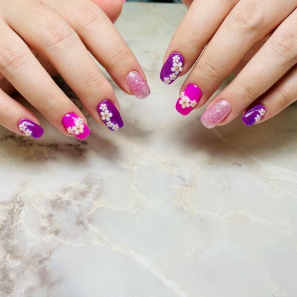 #ジェルネイル,#barbieネイル,#アラフォーネイル,#バレンタインネイル,#ピンクネイル,#煌めく冬ネイルのネイルデザイン