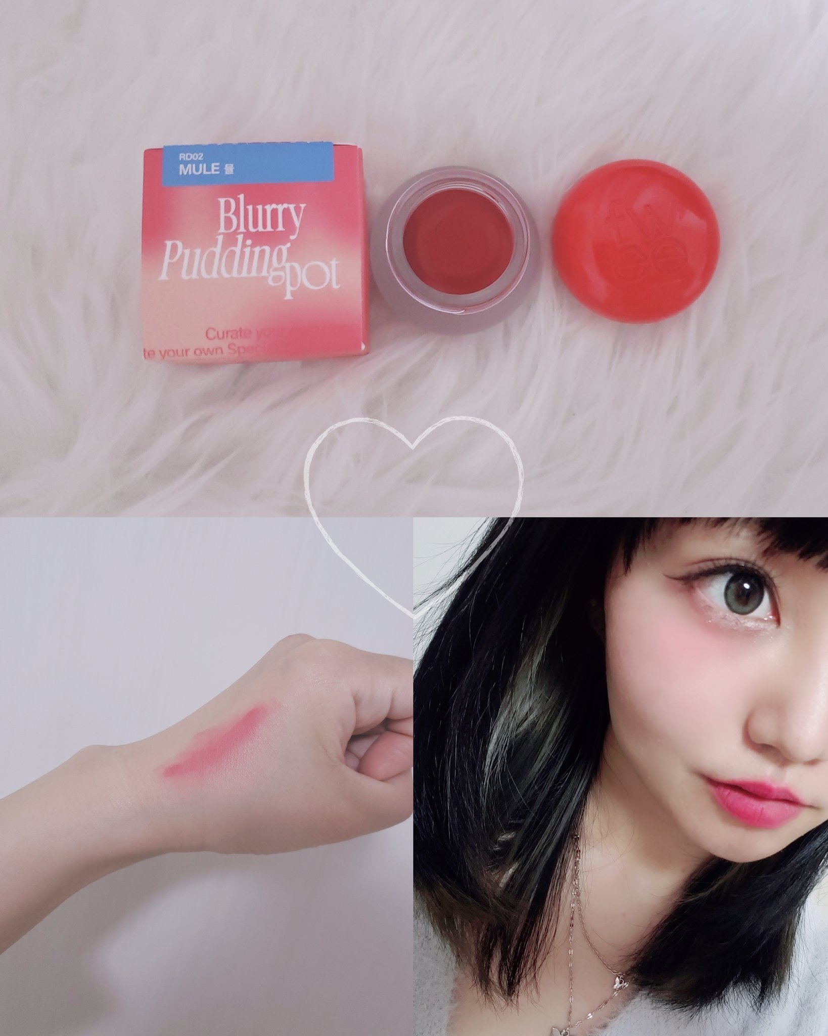 リップアンドチーク ブラーリープリンポット RD02 ミュール/fwee/口紅を使ったクチコミ（1枚目）