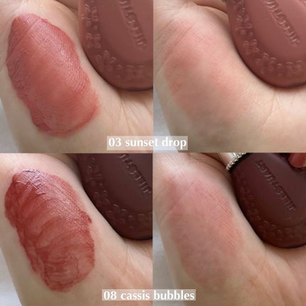 ジルスチュアート ブルームドロップ リップ&チーク シフォン 03 sunset drop/JILL STUART/リキッドチークを使ったクチコミ(2枚目)