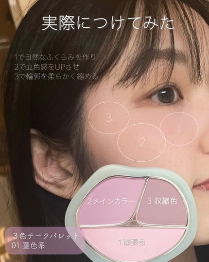 TIMAGE 3色チークパレット/TIMAGE/パウダーチークを使ったクチコミ(4枚目)