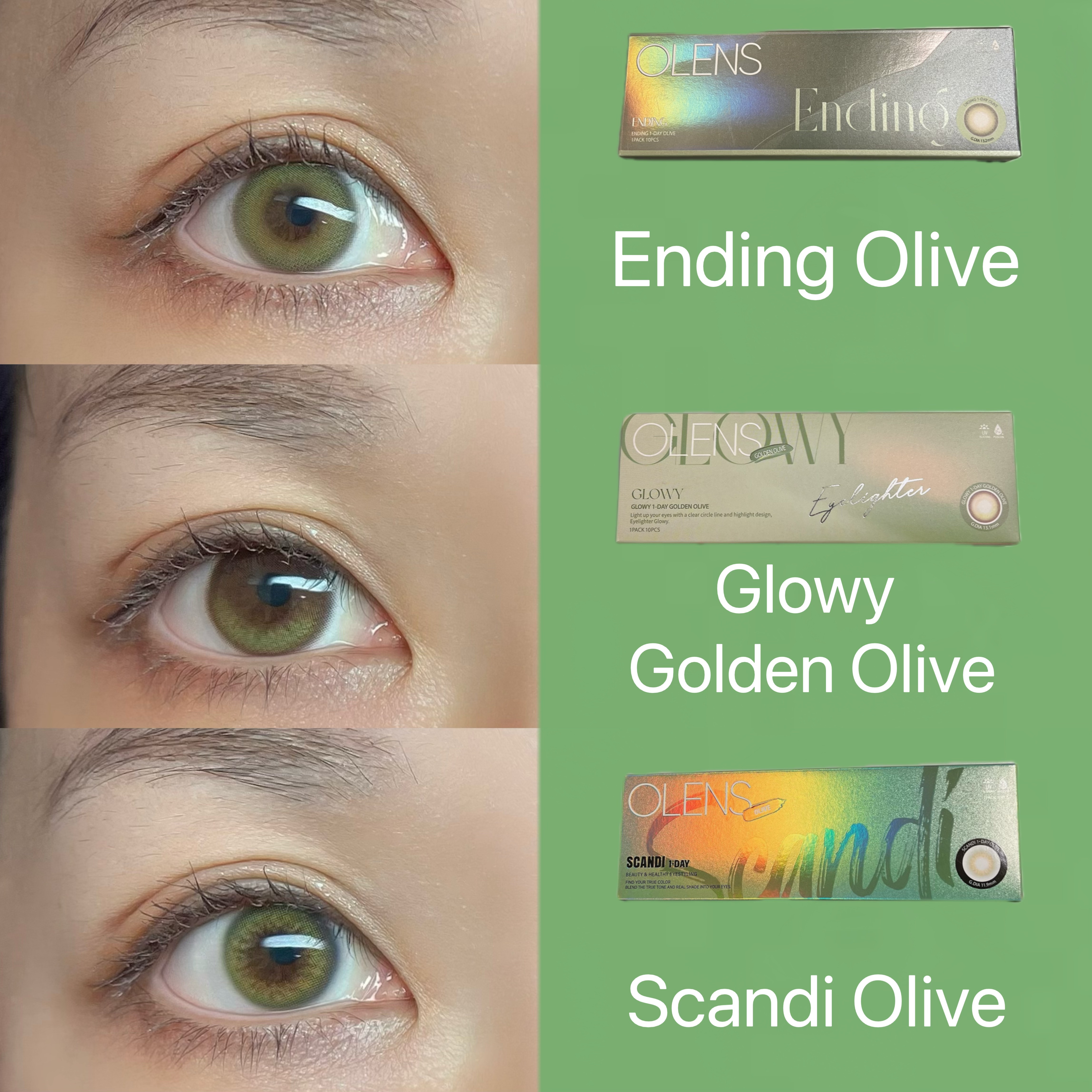 Glowy Golden Olive/OLENS/ワンデー（１DAY）カラコンを使ったクチコミ（2枚目）