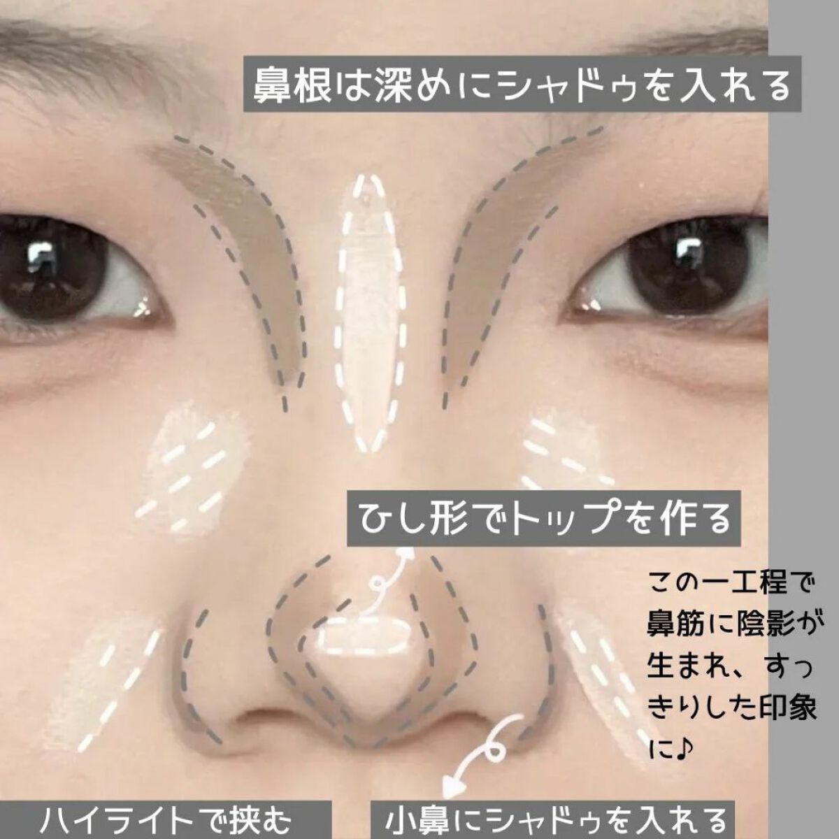 整形メイクちゃん on LIPS 「【初心者でも失敗しない鼻筋すっきり整形メイク】意外とノーズシャ..」(2枚目)