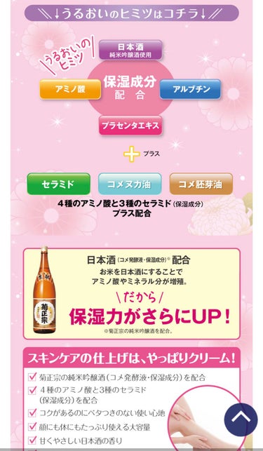 日本酒のクリーム/菊正宗/ボディクリームを使ったクチコミ（1枚目）