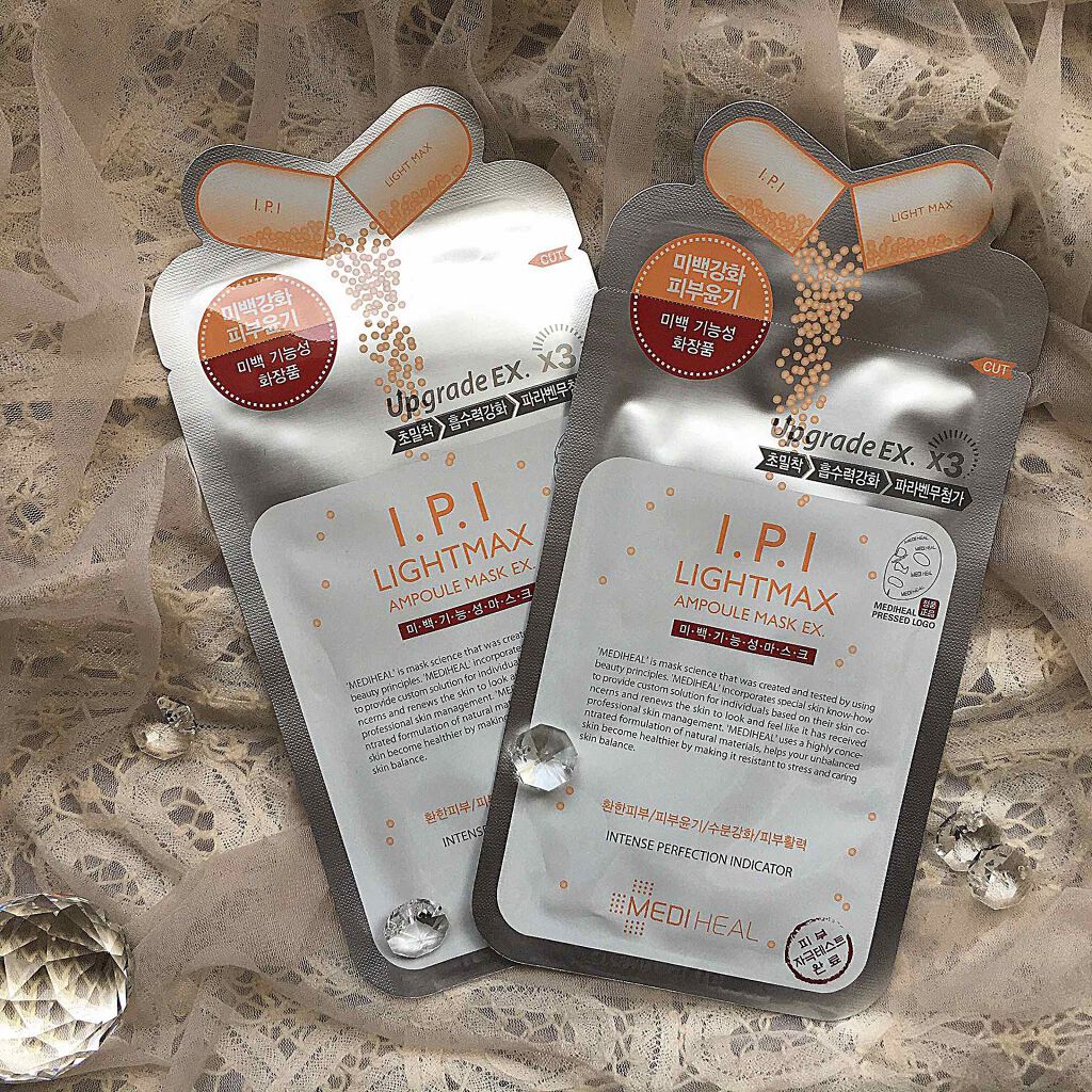 MEDIHEAL I.P.IライトマックスAPマスクEXのクチコミ「
動画や貼り方のコツはインスタのpostやストーリーに載せています.


𓅪𓂃 𓈒𓏸
#med.....」（1枚目）