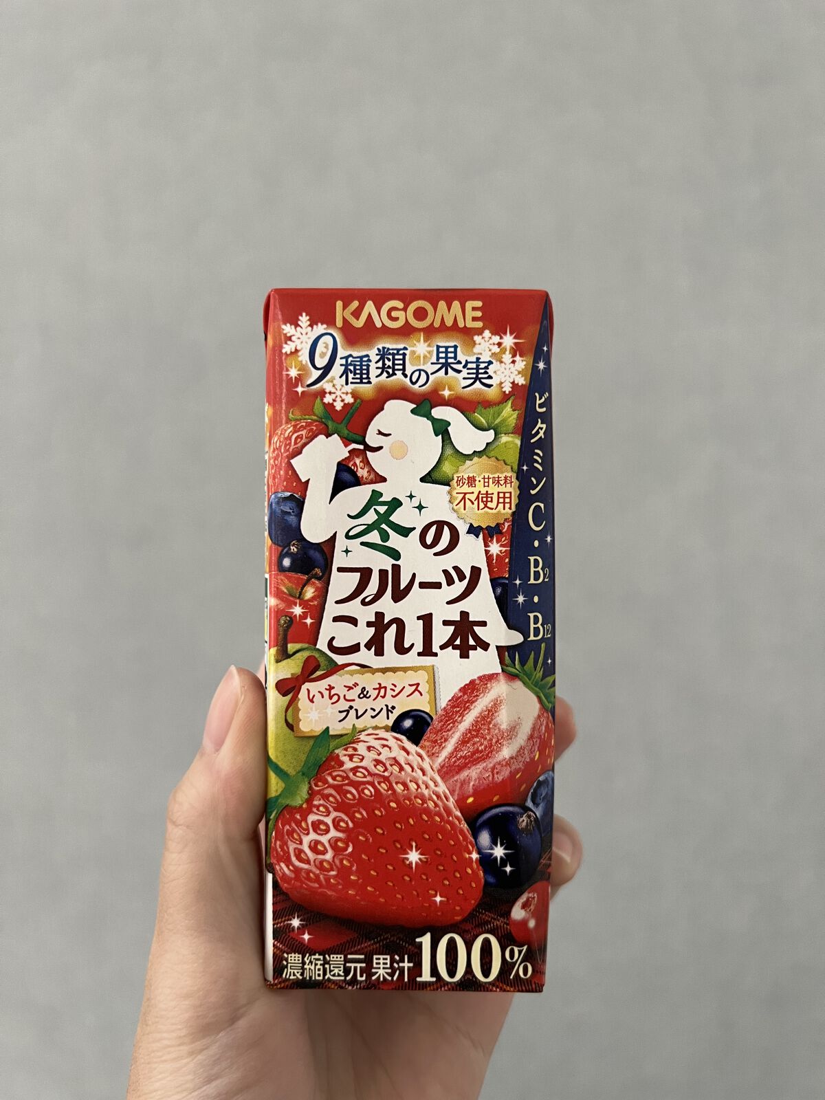 冬のフルーツこれ１本　9種類の果実　(いちご＆カシスブレンド)/カゴメ/ドリンクを使ったクチコミ（1枚目）