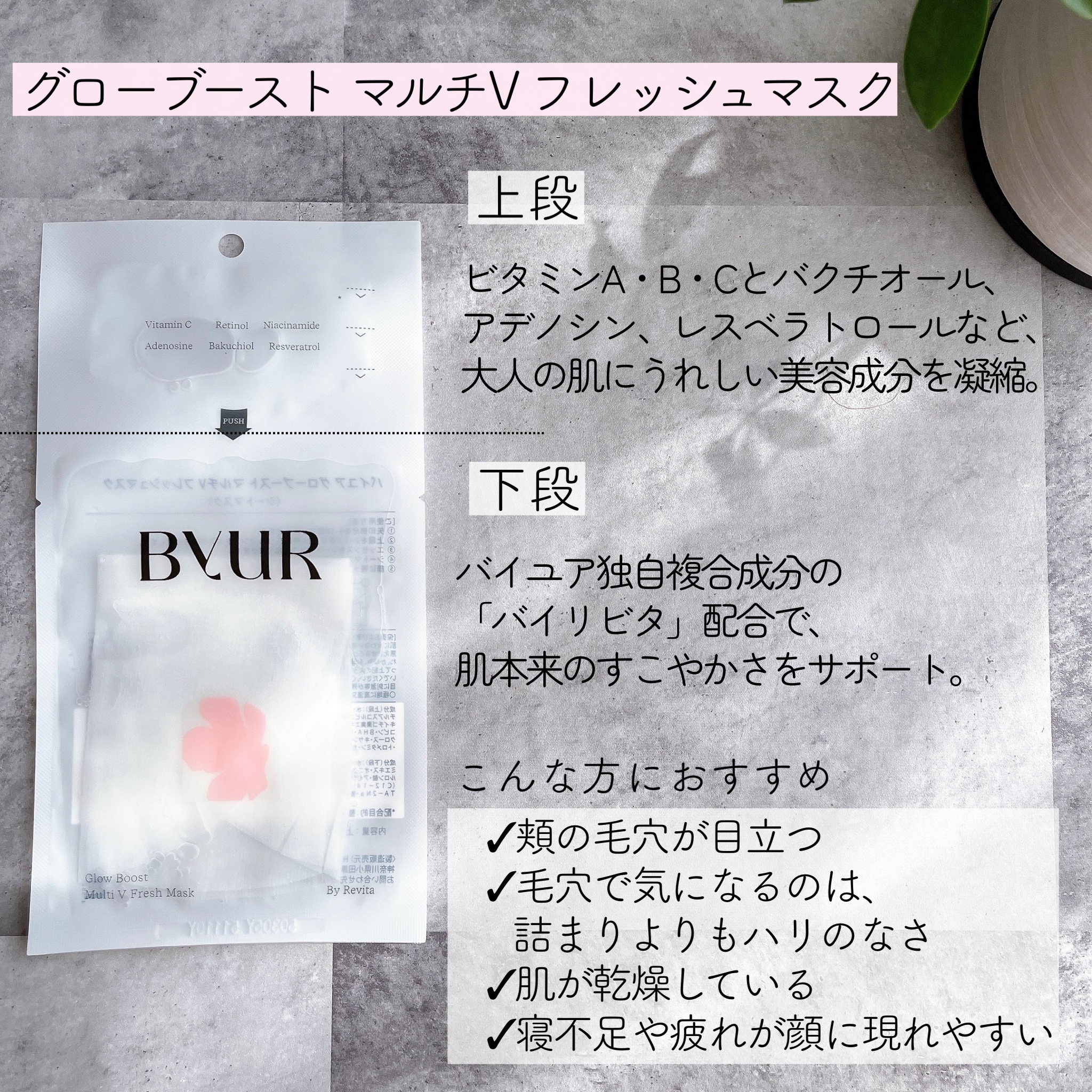 バイユア グローブースト マルチV フレッシュマスク/ByUR/シートマスク・パックを使ったクチコミ（2枚目）