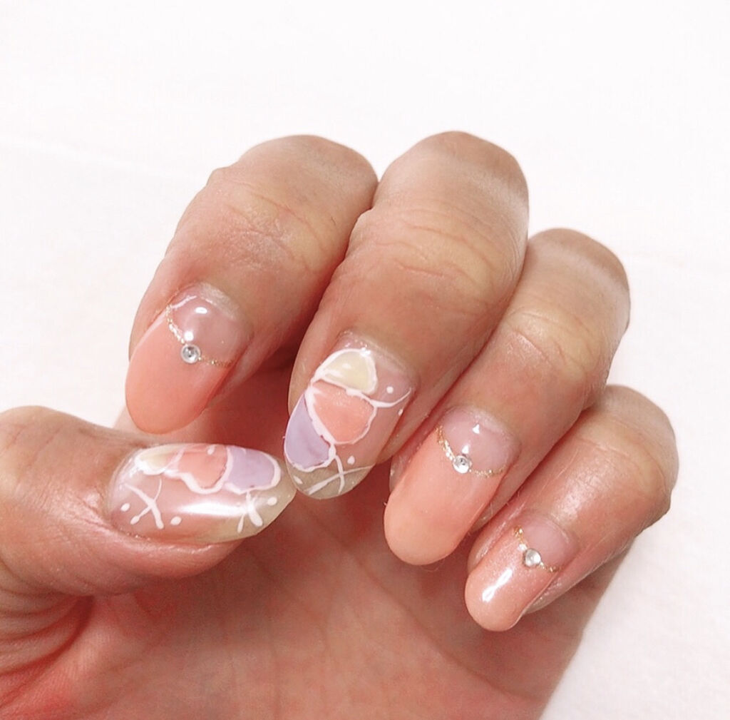 #ネイル,#お花ネイル,#ジェルネイル,#オフィスネイル,#ストーンネイル,#ピンク系ネイルのネイルデザイン