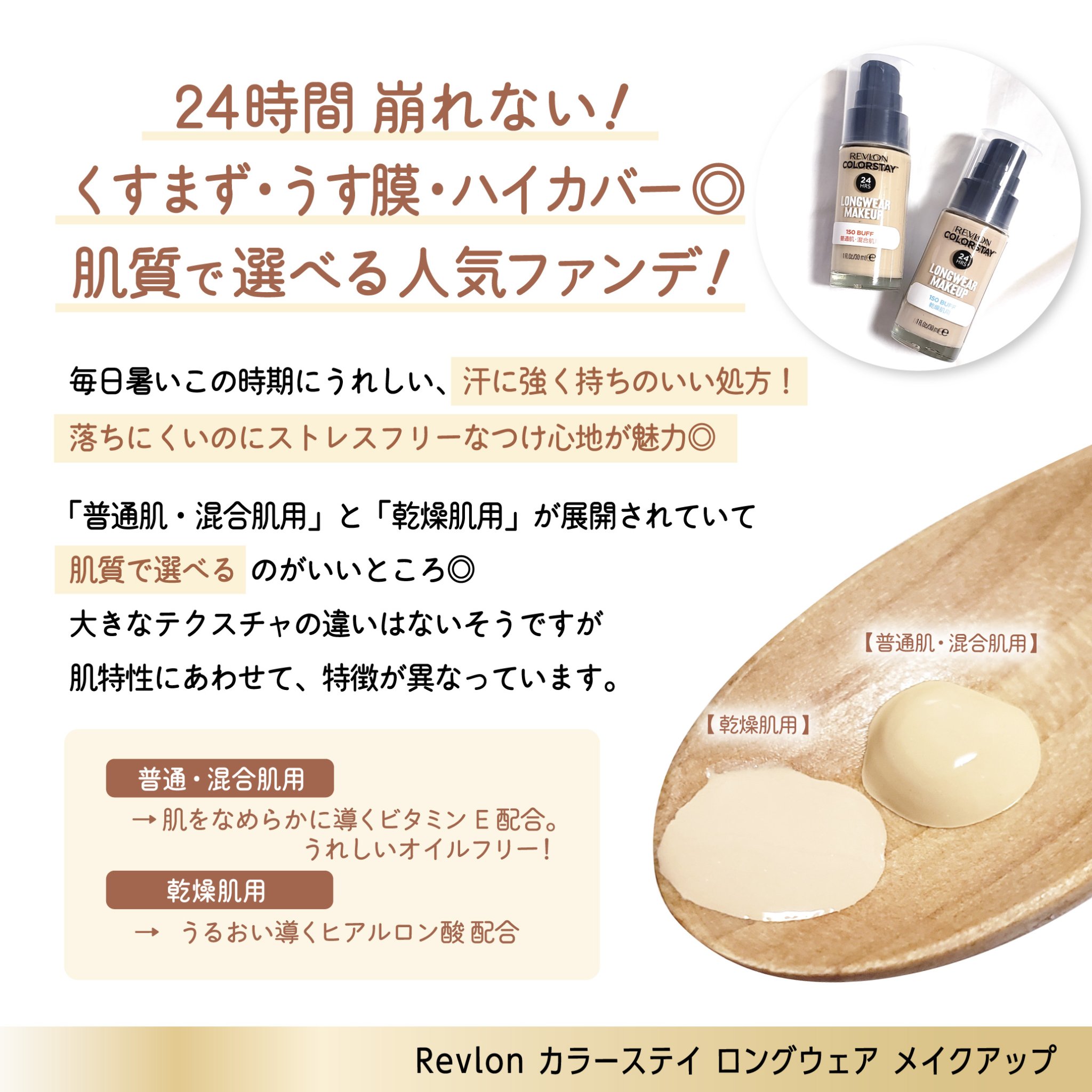 カラーステイ ロングウェア メイクアップ/REVLON/リキッドファンデーションを使ったクチコミ（2枚目）