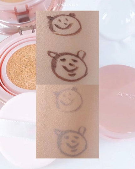 ハイパーカバーフィットクッション ピンク(桜エディション)/APRILSKIN/クッションファンデーションを使ったクチコミ(6枚目)