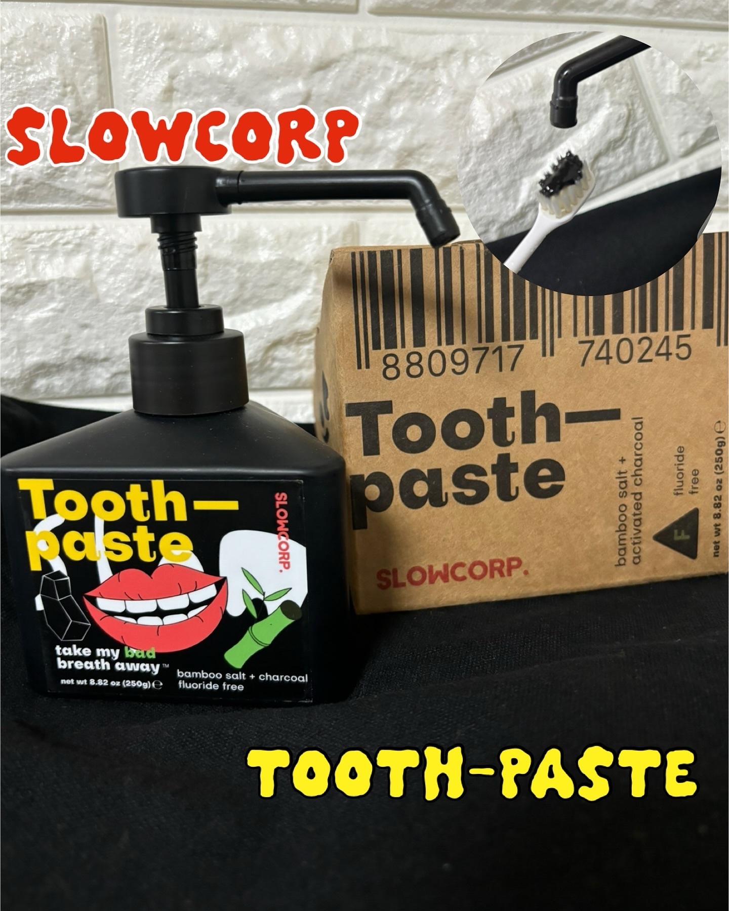 toothpaste bamboo salt + activated charcoal/SLOWCORP/歯磨き粉を使ったクチコミ（1枚目）