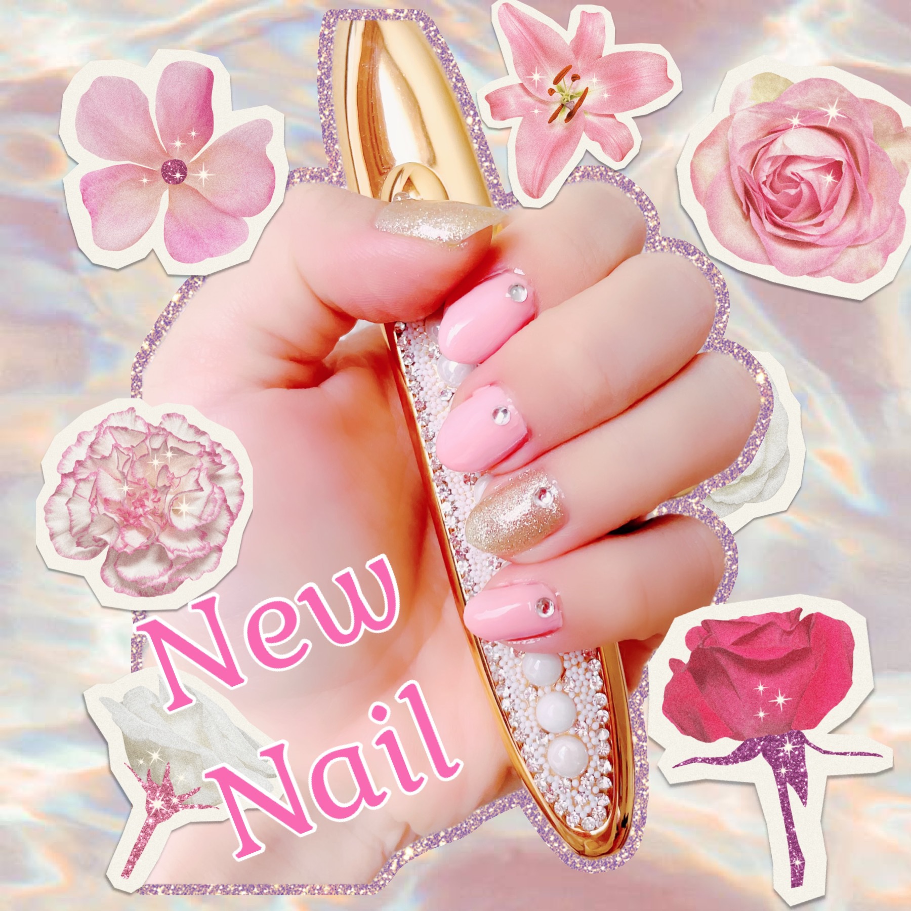 #ジェルネイル,#ネイル,#今日のネイル,#ピンクネイル,#ゴールドネイルのネイルデザイン