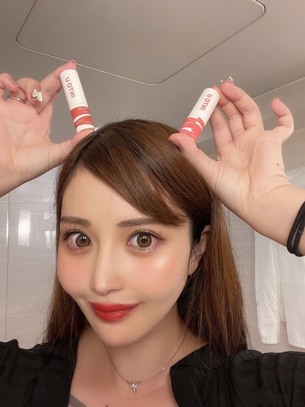 スーパーマットリップ&チークマッド/INTO U/口紅を使ったクチコミ(2枚目)