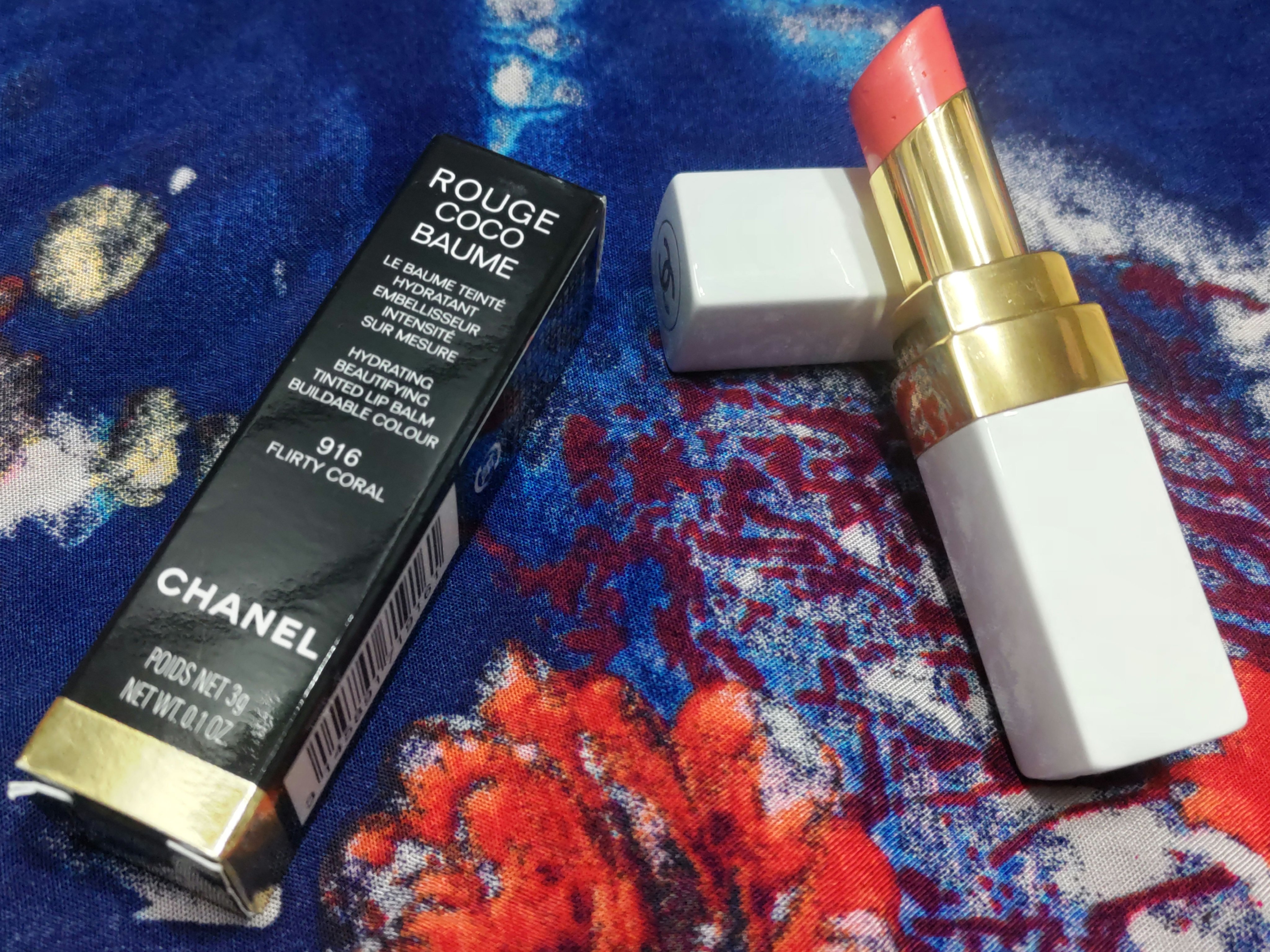 シャネル ルージュ ココ ボーム 916 フラーティ コーラル/CHANEL/口紅を使ったクチコミ（1枚目）