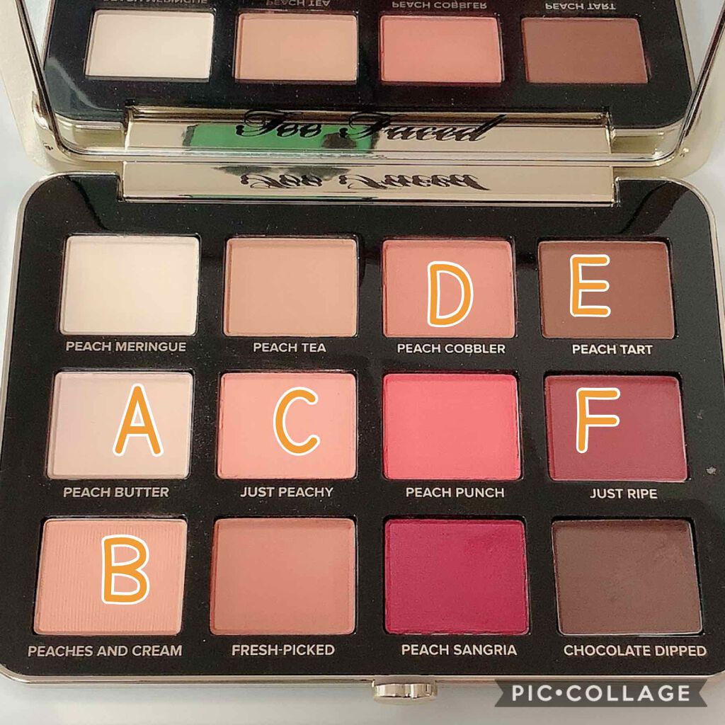 ジャスト ピーチィ ベルベット マット アイシャドウ パレット/Too Faced/アイシャドウパレットを使ったクチコミ（3枚目）
