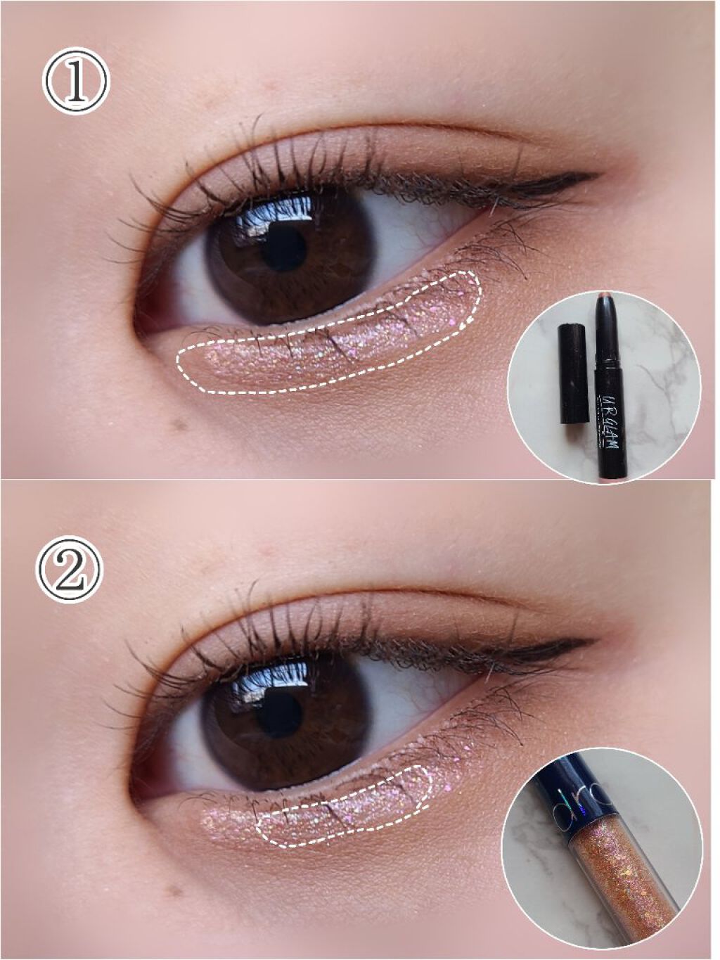 麻雀アイシャドウ 九索【チューソウ】オレンジスパークル/和粧/単色アイシャドウを使ったクチコミ（3枚目）