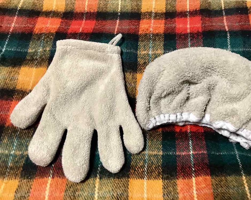 セリア マイクロファイバー ヘアドライ手袋/セリア/ハンドクリームを使ったクチコミ(1枚目)