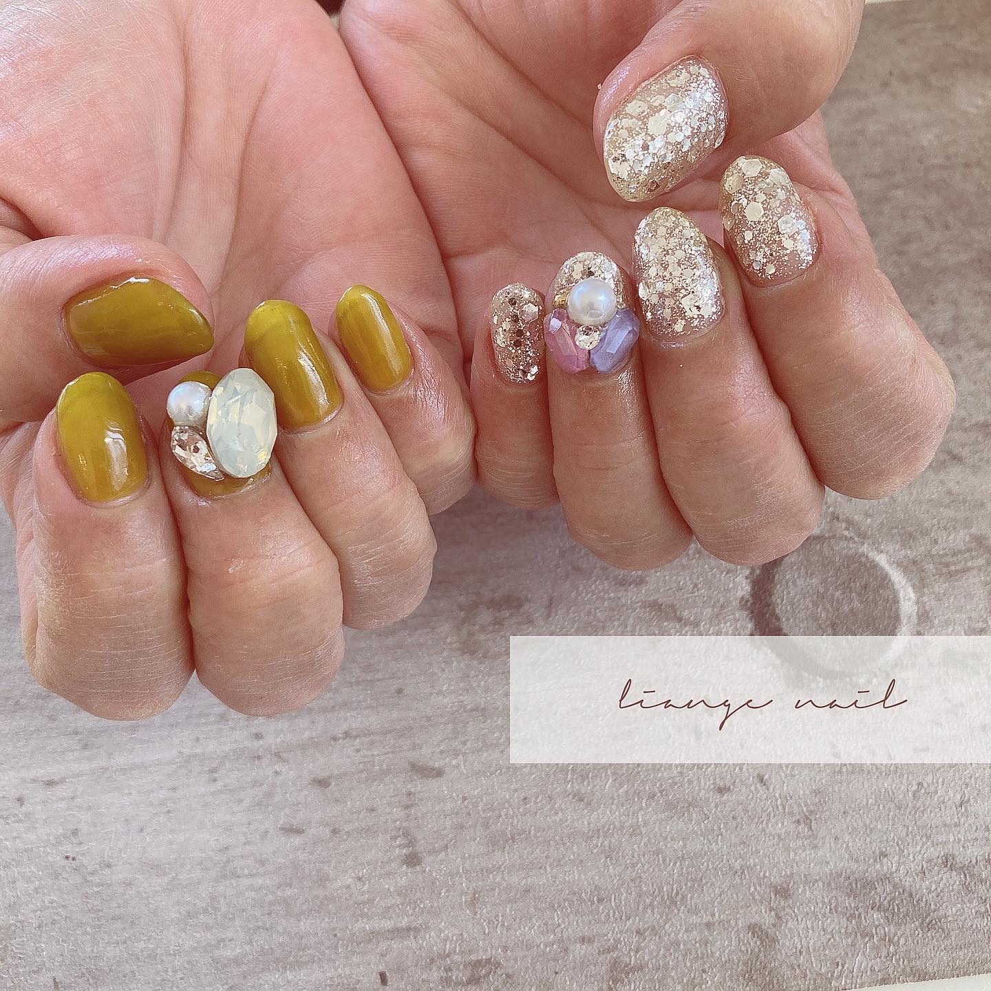 #リアンジェネイル,#柏ネイル,#ネイル,#ビジューネイル,#春ネイルのネイルデザイン