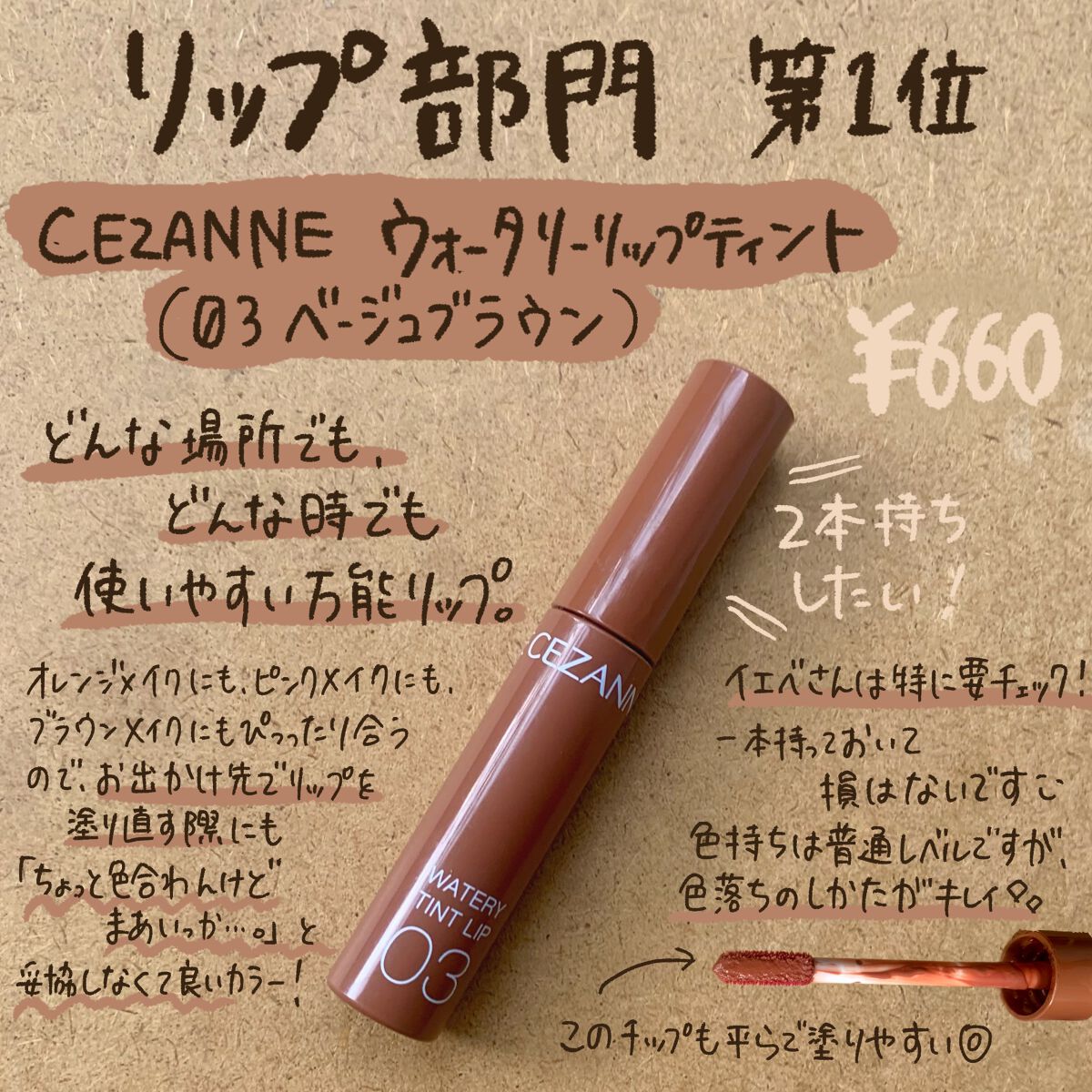 ウォータリーティントリップ/CEZANNE/リップティントを使ったクチコミ（2枚目）