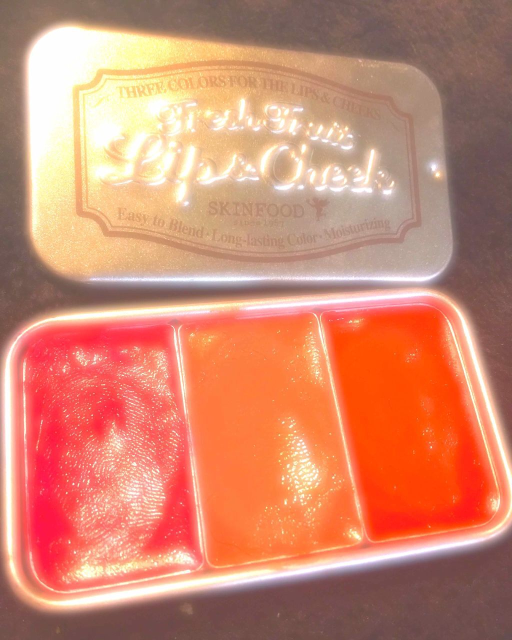 フレッシュフルーツ リップ＆チーク トリオ/SKINFOOD/ジェル・クリームチークを使ったクチコミ（1枚目）