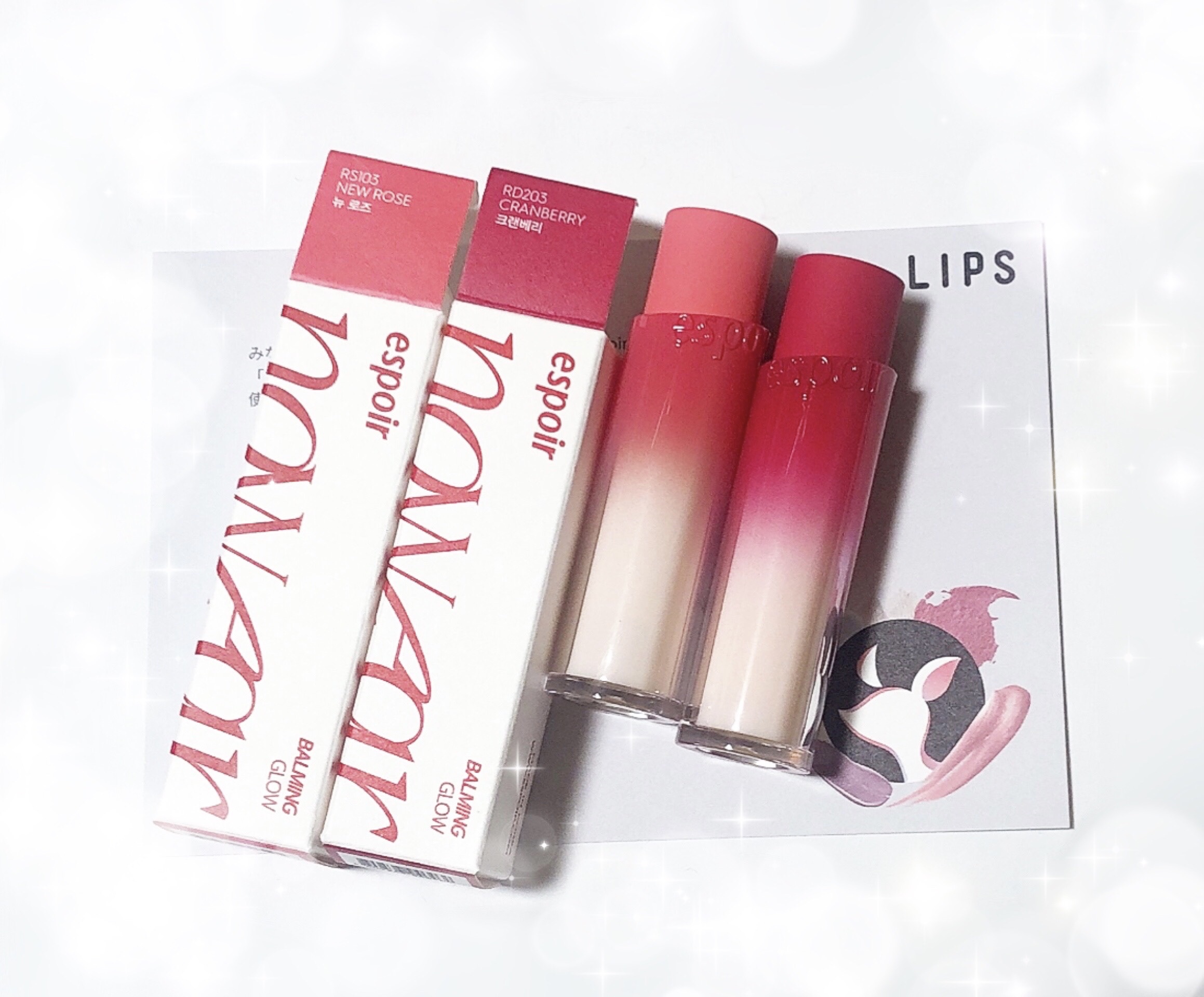 ☆ ノーウェアリップスティック バーミンググロー ☆ 
☆ New Rose ☆ ☆ Cranberry ☆
☆ espoir ☆

✼••┈┈••✼••┈┈••✼••┈┈••✼••┈┈••✼

❤️
するする塗れる
パケが可愛い♡
色持ち