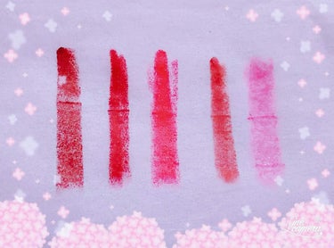 私がいま使っている口紅💄たち。
左側から
ちふれ549番 レッド系パール

キャンメイク クレヨンマットリップ01番

インテグレートグレイシー
ローズ416
ピンク323

ニベア ナチュラルカラーリ