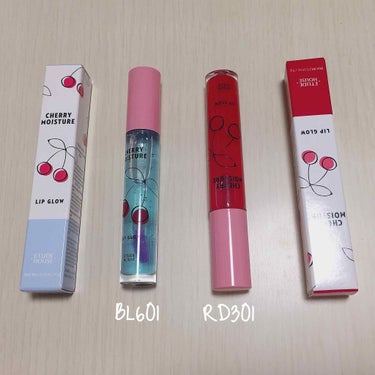 【2/1発売】
ETUDE HOUSE チェリーモイスチャーリップグロウ ¥756
♥BL601 
♥RD301

日本ではまだ発売されてなかったかわいいリップ💕
さくらんぼの香りがして、パッケージもと