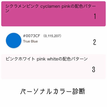 ちゃも/冬夏ウェーブ on LIPS 「【メモ】パーソナルカラー3/24初診断1stブルベ冬2ndブル..」(1枚目)