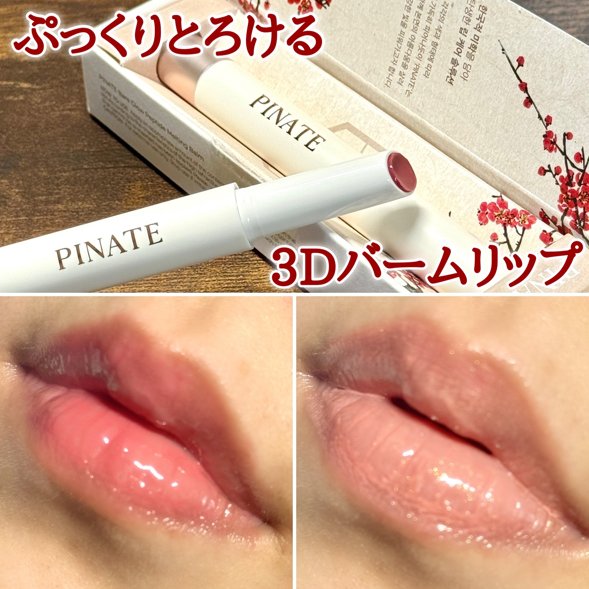 ベアグローペプチドメルティングバーム/PINATE/リップグロスを使ったクチコミ（1枚目）