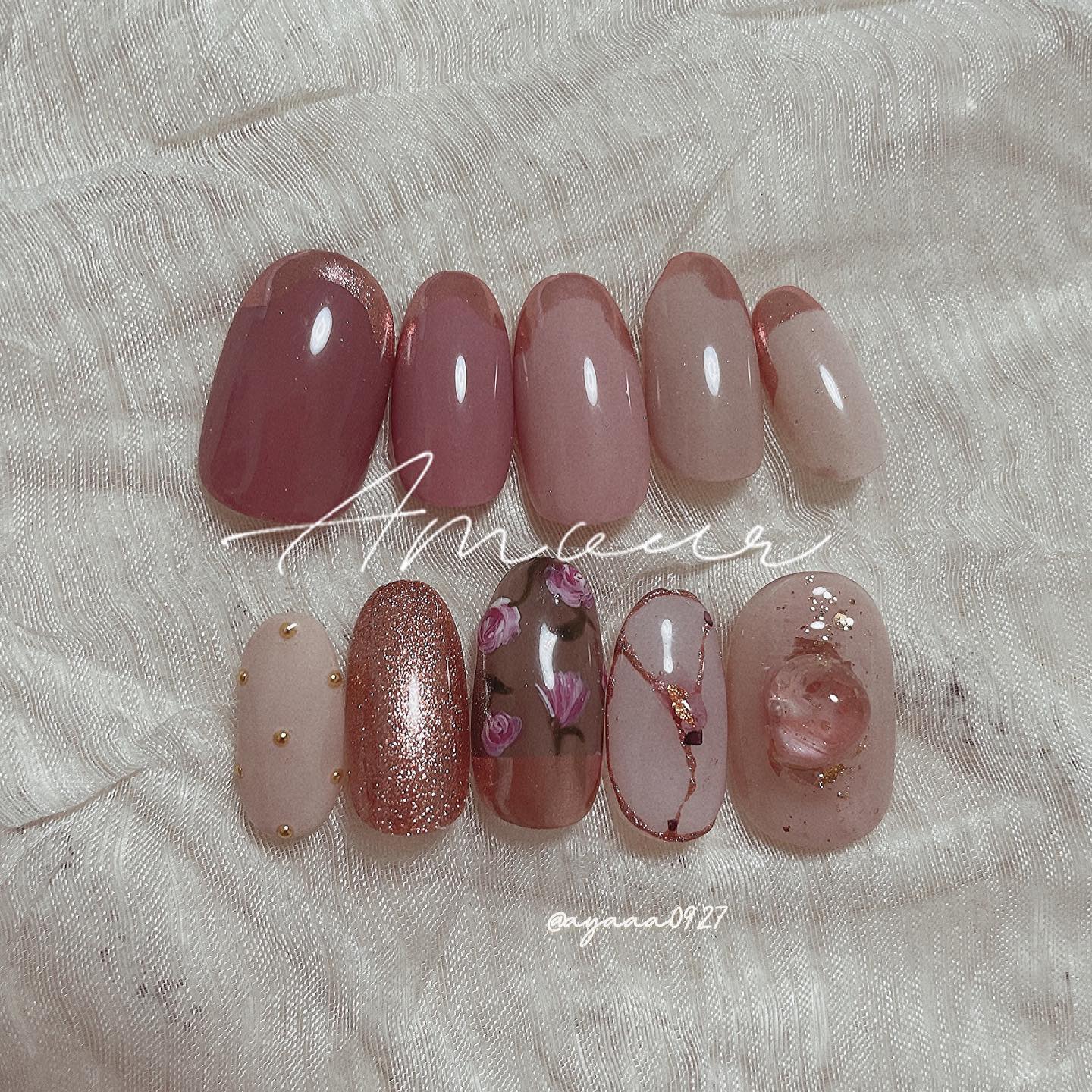 #ピンクネイル,#花柄ネイルのネイルデザイン