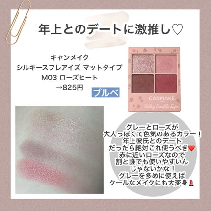シルキースフレアイズ(マットタイプ)/キャンメイク/アイシャドウパレットを使ったクチコミ(4枚目)