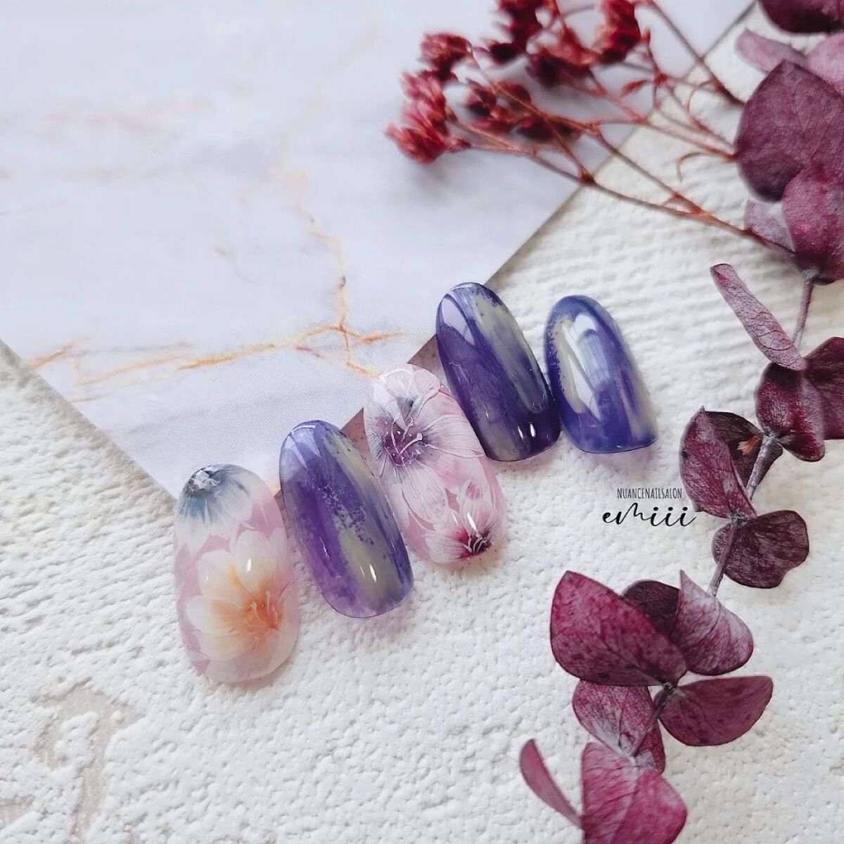 #セルフネイル,#フラワーアートネイル,#春ネイルのネイルデザイン