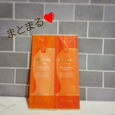 ⭐&honey　Creamy EXダメージリペアシャンプー1.0/ヘアトリートメント2.0
しっとりまとまるトリートメントを探して購入！
4種類くらい試してみて、一番しっとりまとまった✨
現品も買っちゃった😻
シリーズのオイルも使うと完璧✌️
剛毛の自分は合うけど、軟毛さんやボリュームが欲しい人には向かない気がする。
匂いはザ・ベリー系！かなり甘めかな？
シャンプーはアトピーの私には洗浄力が強すぎた😂

 #期待越えアイテム 
#ずぼ看トリートメント探しの画像 その0