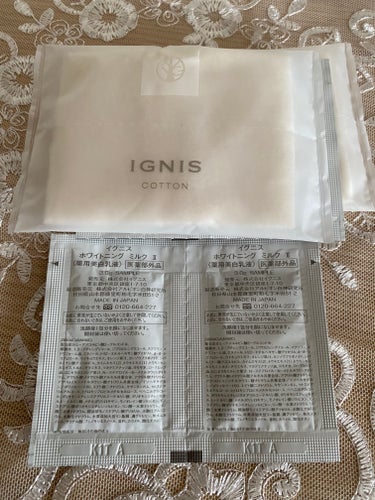 IGNIS コットンのクチコミ「

IGNIS ホワイトニング ミルク II
コットン


・IGNISの乳液の試供品です！
.....」（2枚目）