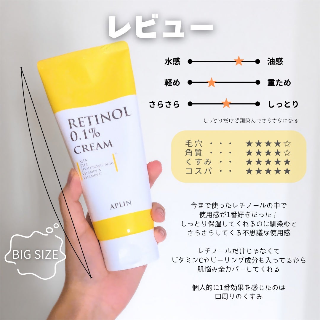レチノール0.1クリーム/APLIN/フェイスクリームを使ったクチコミ(4枚目)