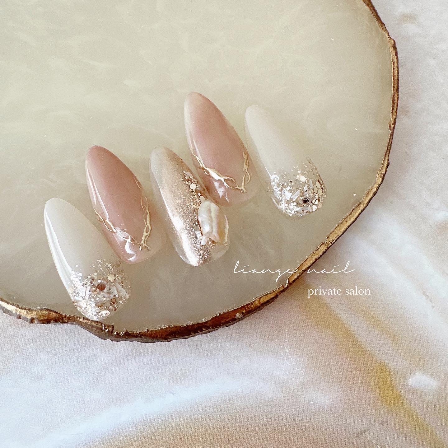 #ネイル,#大人ニュアンスネイル,#ニュアンスネイル,#ジェルネイル,#シェルネイル,#夏ネイル,#ブライダルネイルのネイルデザイン