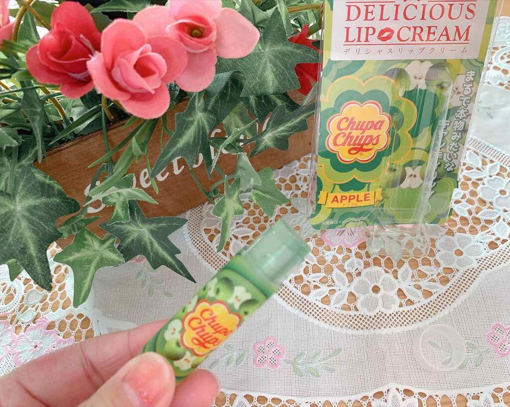 デリシャスリップクリーム Chupa Chups（チュッパチャプス） アップルの香り/デリシャスリップクリーム/リップクリームを使ったクチコミ（1枚目）