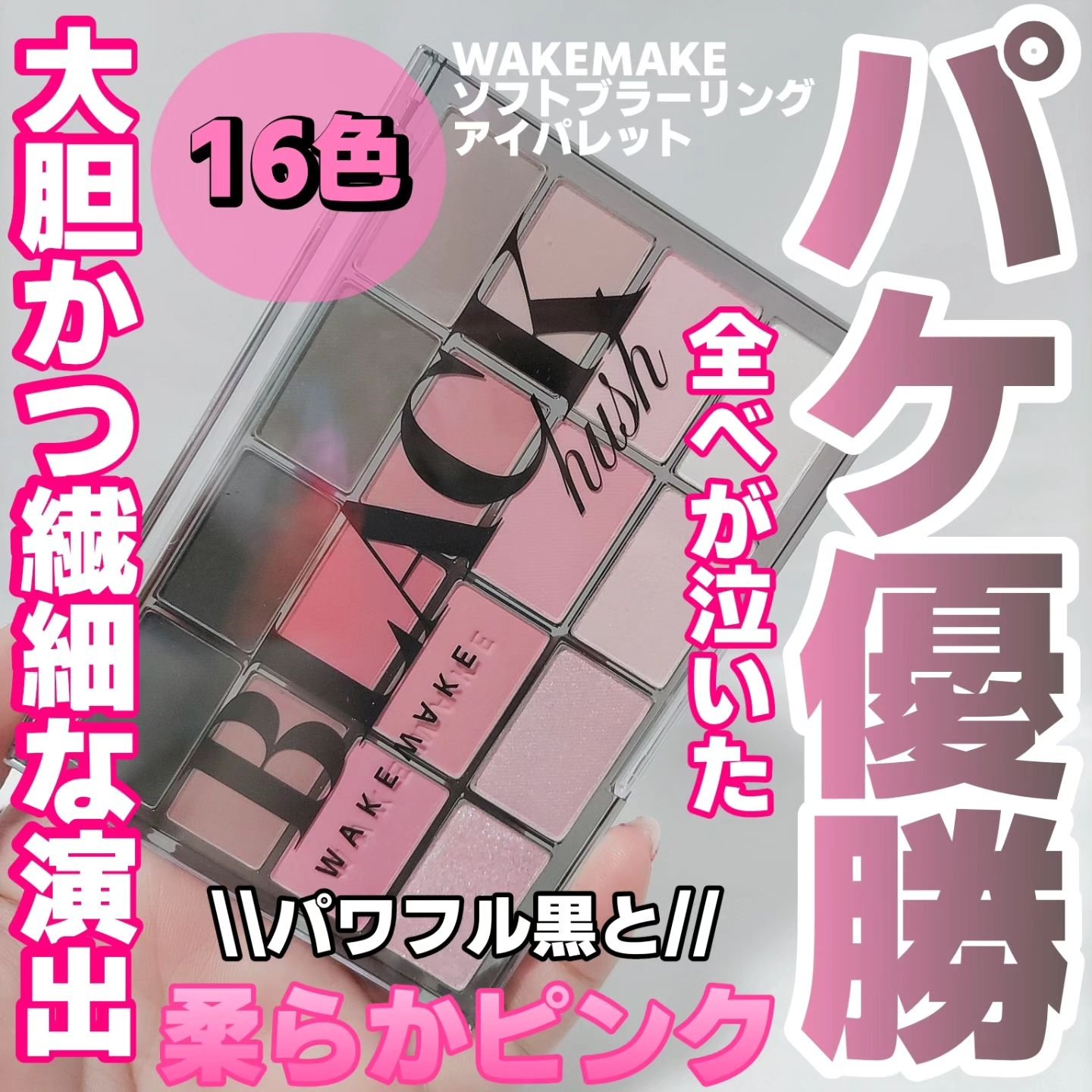 ソフトブラーリングアイパレット 16.ブラックハッシュブラーリング　/wakemake/アイシャドウパレットを使ったクチコミ（1枚目）