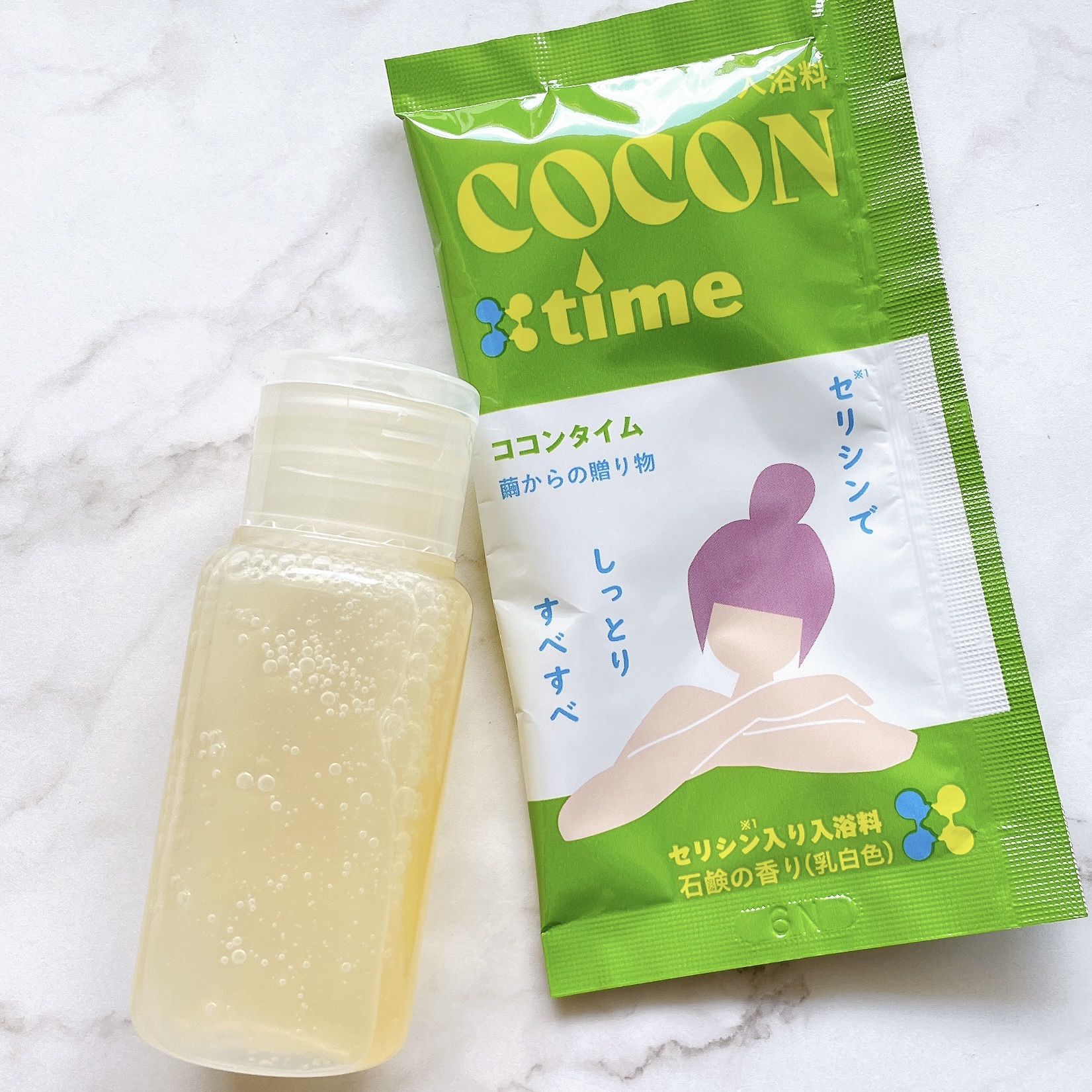 「COCON time」セリシン入り入浴料/みやびやかシリーズ/無機塩系入浴剤を使ったクチコミ（2枚目）