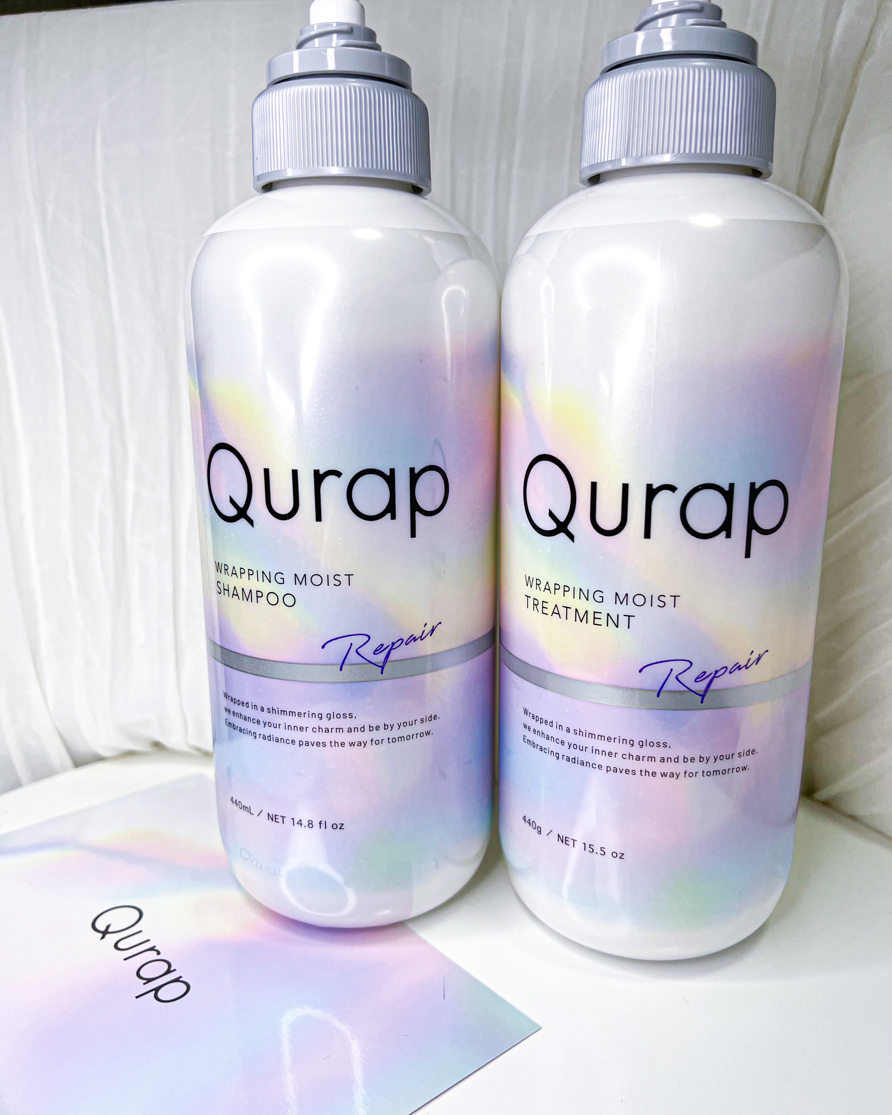 Qurap ラッピングモイストシャンプー/トリートメントのクチコミ「Qurap
ラッピングモイストシャンプー/トリートメント

なめらかなツヤ髪へ✨
ダメージ髪を.....」（2枚目）