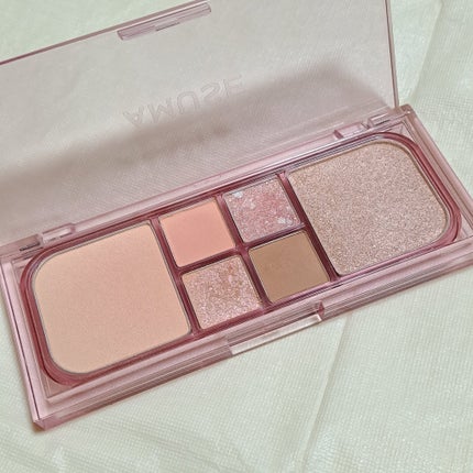 ヴィーガンフェイスオールパレット 02ピーチグロウ/AMUSE/アイシャドウパレットの画像