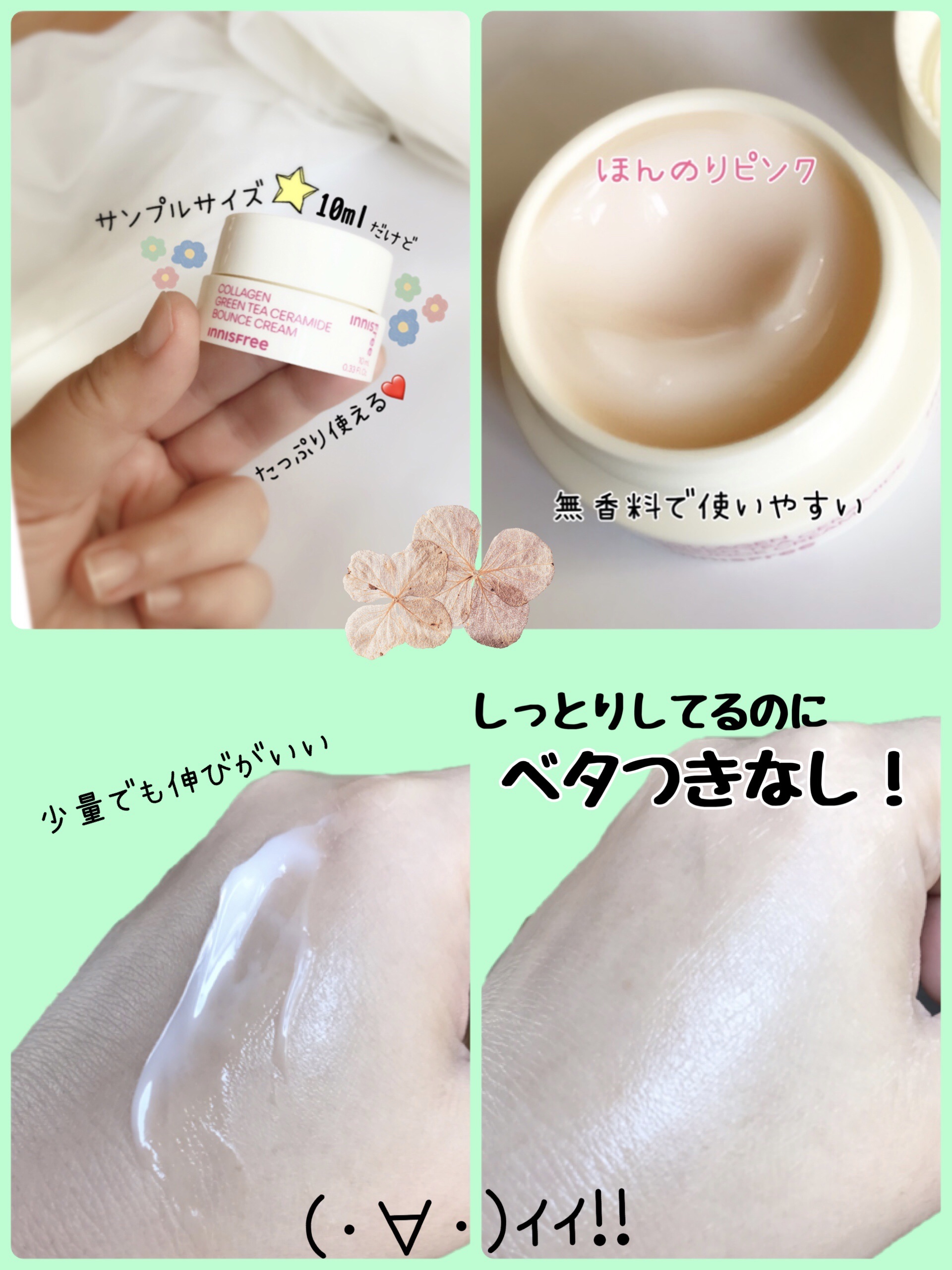 コラーゲン　グリーンティー　セラミド　バウンス　クリーム/innisfree/スキンケア・基礎化粧品を使ったクチコミ（2枚目）