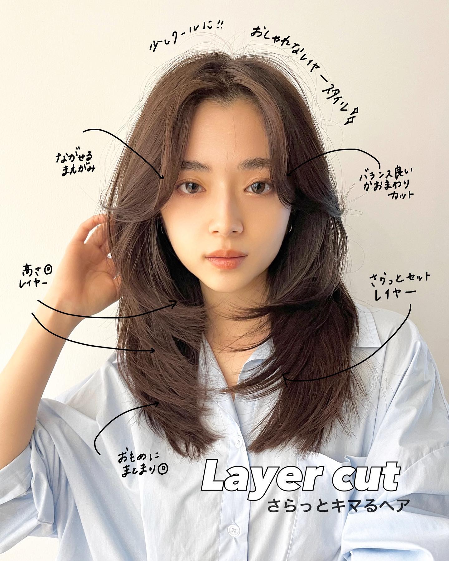 柔らかいレイヤースタイルと、
大切な顔周りカット💇🏼‍♀️

顔周りのカットで印象がかなり変わる🥹🩷
巻きやすいヘアスタイルを🥰

柔らかいカラーと一緒に💓

#レイヤーカット

表参道美容室　駅徒歩3分🚶‍♀️