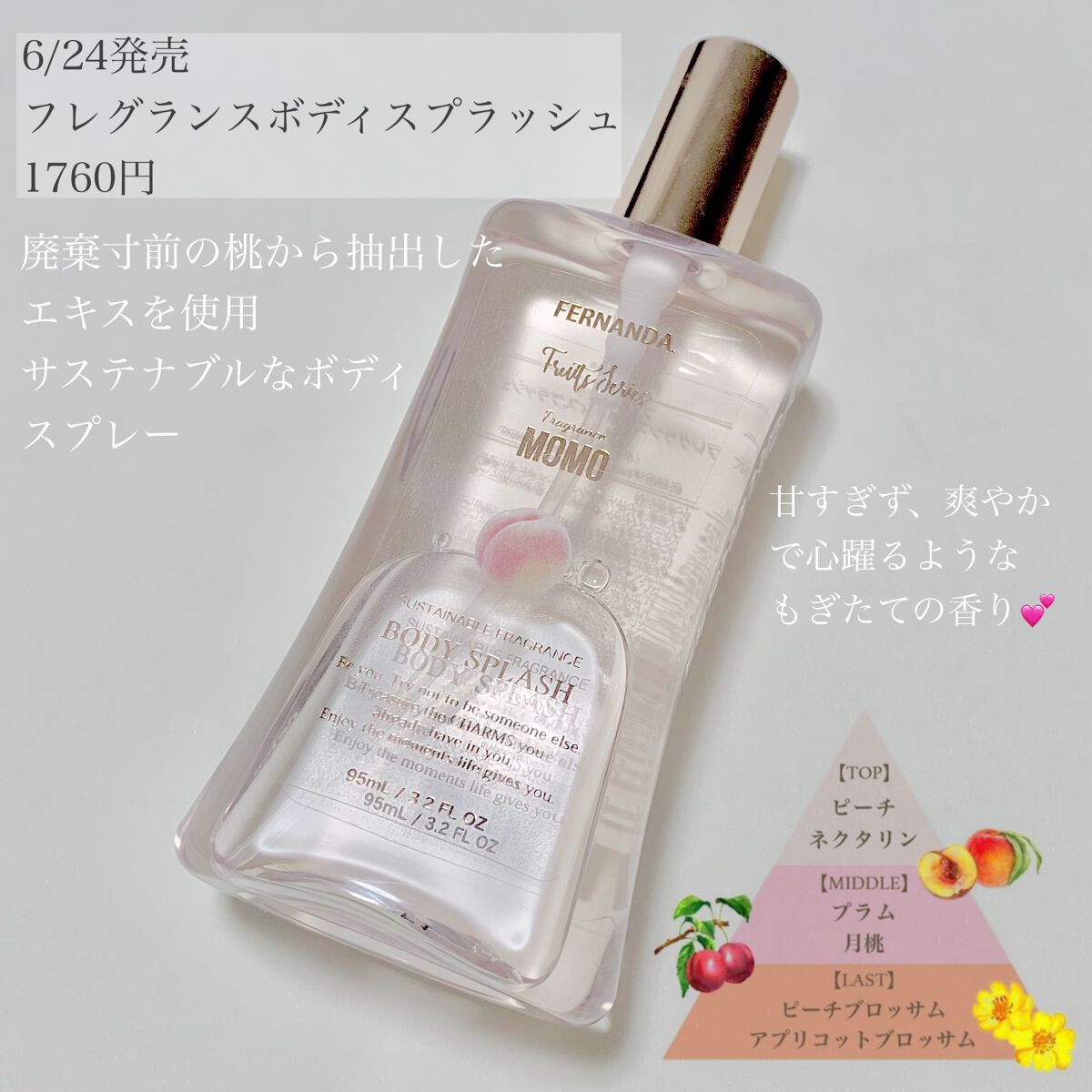 フレグランスボディスプラッシュ(モモ)/フェルナンダ/香水(レディース)を使ったクチコミ(2枚目)