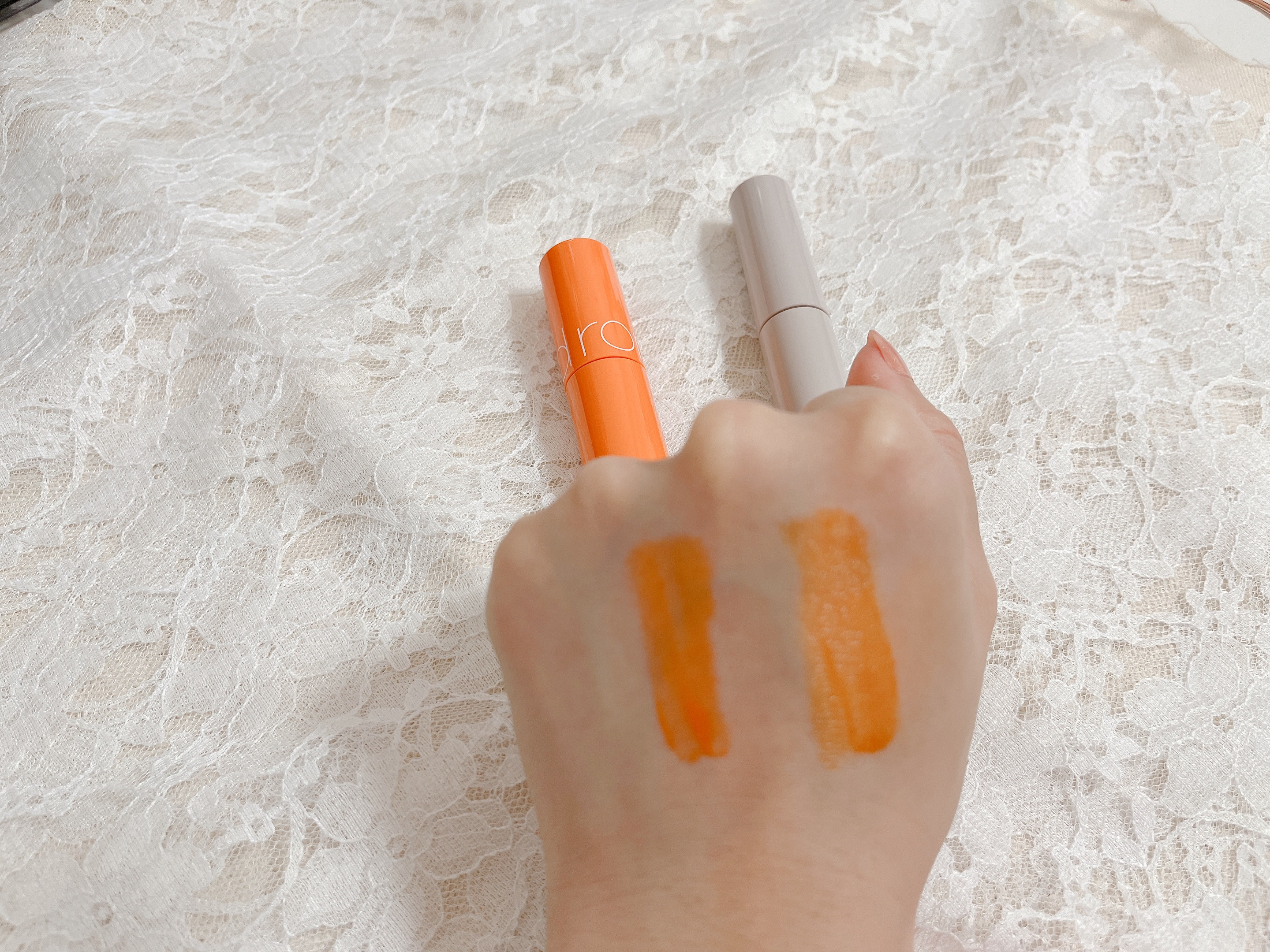 ジューシーラスティングティント/rom&nd/リップティントを使ったクチコミ（3枚目）