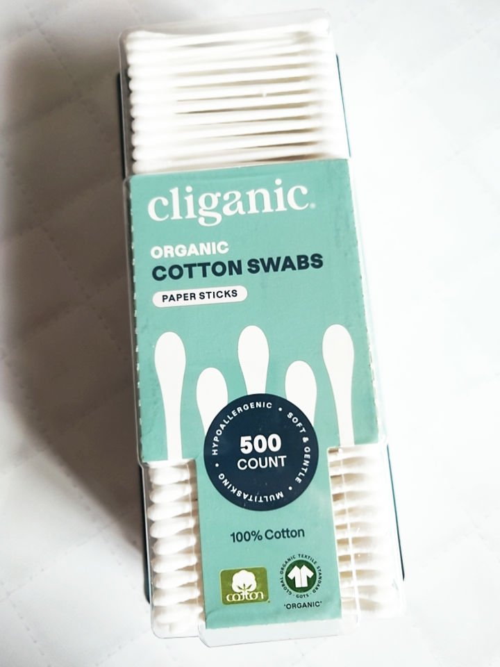 Cliganic オーガニックコットン綿棒500本紙軸
