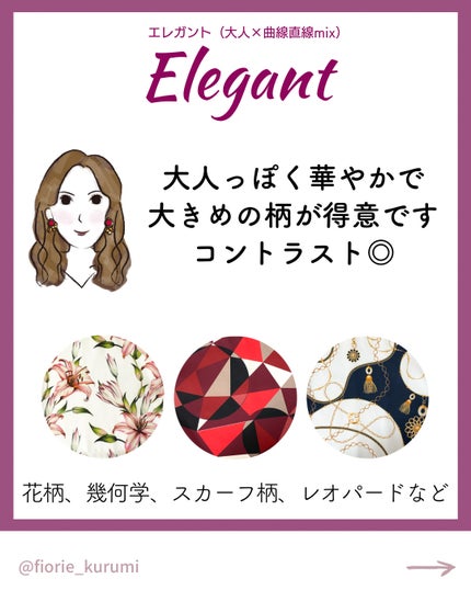 kurumi パーソナルカラーアナリスト on LIPS 「顔タイプ別おすすめ柄パターン🐑顔タイプ診断協会監修のオリジナル..」(8枚目)